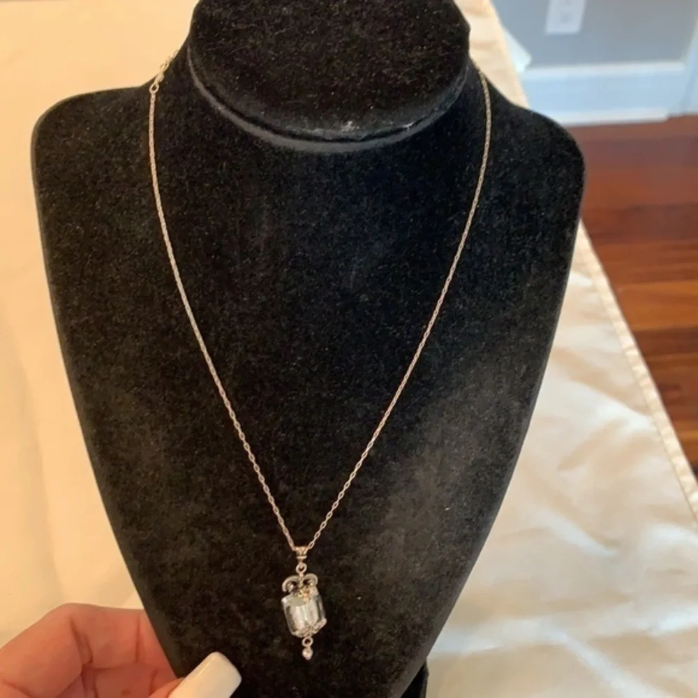 Sterling silver natural pearls art glass pendant